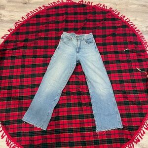 Wrangler High Waist Raw Hem Kick Flare Mom Jeans Size 25